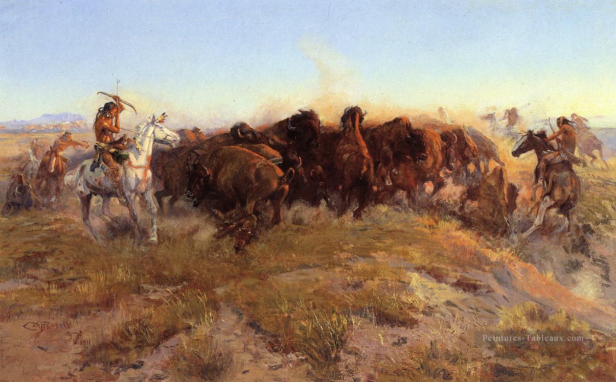 Le cowboy Surround Charles Marion Russell Indiana Peintures à l'huile